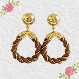 Talbots Braided Leather Drop Earrings